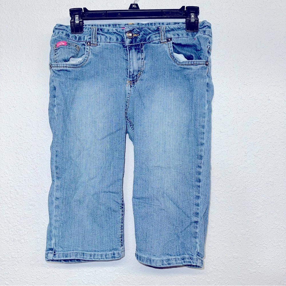 Girls Lee jeans shorts peace sign sz 16